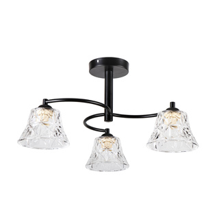 Lampa wisząca Sudan potrójna z kloszem czarna do salonu metalowa