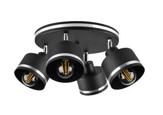 Lampa sufitowa Wama okrągła przysufitowa 4-punktowa metalowa czarna/chrom