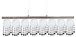 Żyrandol Luxor podłużny nowoczesny do jadalni 8-punktowy G4 nikiel matowy