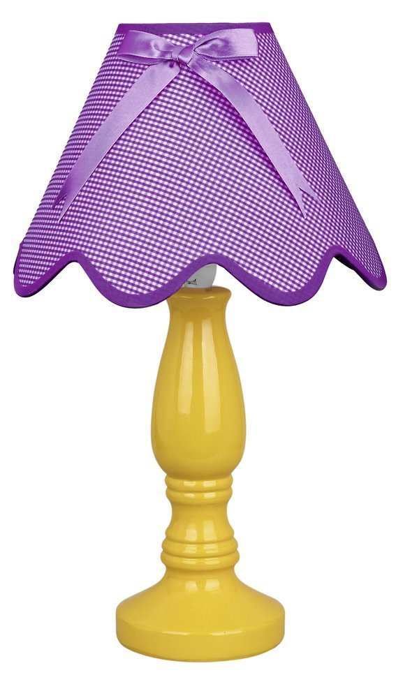 Lampka nocna Lola ceramiczna żółto-fioletowa z abażurem E14 Candellux
