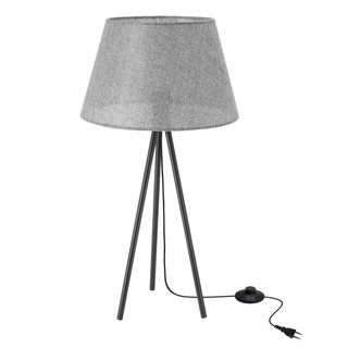Lampka nocna Tinco z abażurem szarym na trójnogu do sypialni E27
