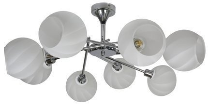 Lampa sufitowa chromowa klosz biały 8x40W Raul Candellux 38-72290