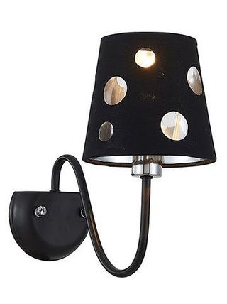 Kinkiet Batley Ledea czarny z ażurowym abażurem metalowo‑tekstylna lampa ścienna do salonu