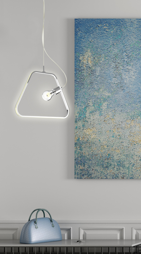 Lampa wisząca Ikaria trapez srebrna do salonu LED zintegrowany E27