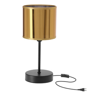 Lampka nocna Beta z abażurem złotym do sypialni na stolik nocny E14