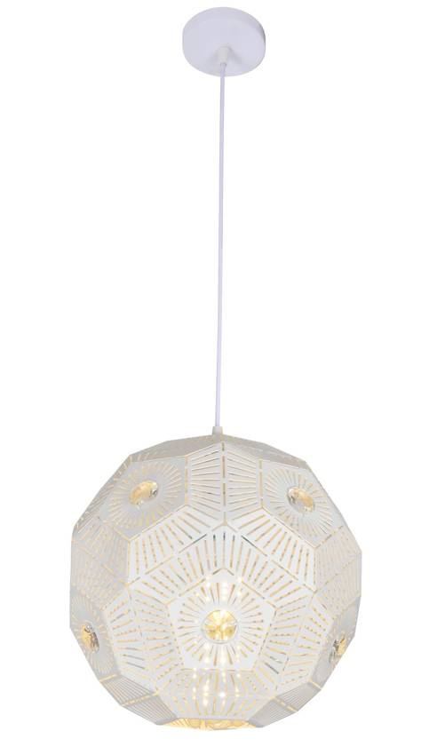 Lampa wisząca Euphoria biała metalowa kula do kuchni i jadalni 1xE27
