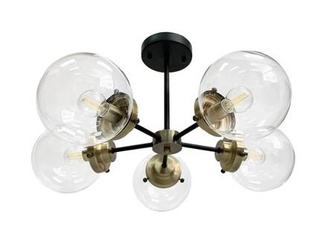 Lampa sufitowa Lens ze szklanymi kloszami 5-punktowa do salonu