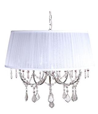Lampa wisząca Malva z abażurem glamour do salonu i jadalni biała 50 cm