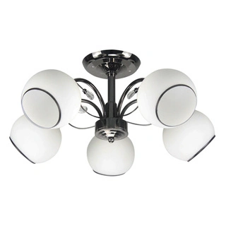 Graphite Lampa Sufitowa Czarny Perłowy 5X40 E27 Klosz Biały