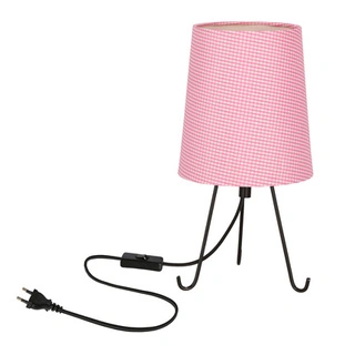 Lampka nocna Smally z abażurem różowym czarna metalowa E14