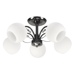 Lampa wisząca Neros 5-punktowa z kloszami szklana metalowa czarna