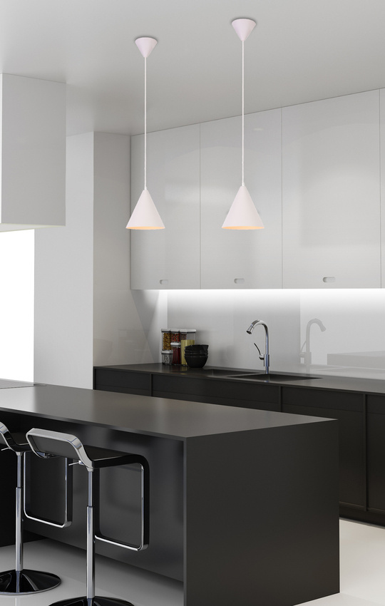 Lampa wisząca Voss Ledea stożek biała do kuchni nad stół 1xE27 metalowa