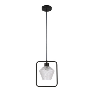 Lampa wisząca Niko szklany klosz bezbarwny karbowany do salonu E27 1x40W