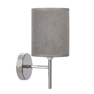Kinkiet Yan z abażurem tkaninowym srebrny do salonu E14 1x40W