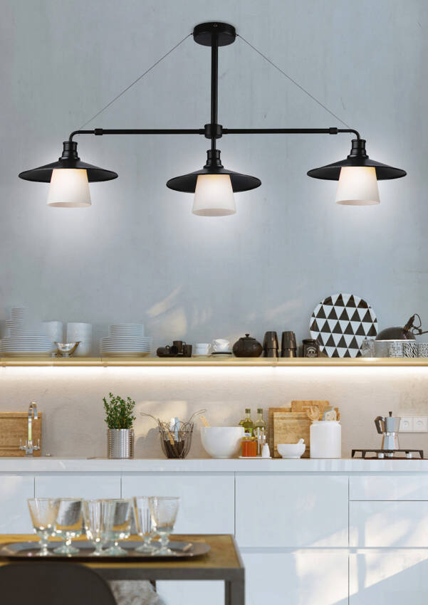 Lampa wisząca sufitowa czarna matowa 3x60W Loft Candellux 33-43115 aranżacja