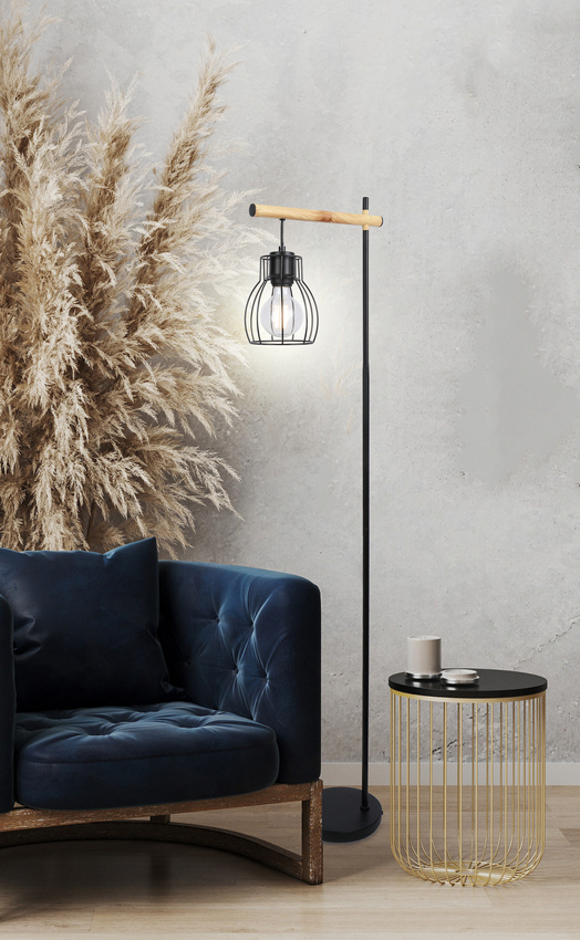 Lampa podłogowa Bernita z kloszem do salonu 1-punktowa metalowa