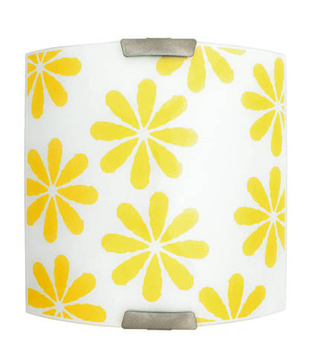 Plafon Lucy kwadratowy biały w żółte kwiatki 26 cm IP20 E27