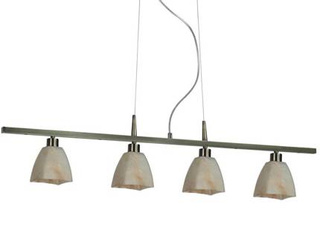 Lampa wisząca Como szklana na belce 4-płomienna do jadalni E27 patyna