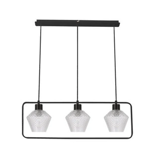 Lampa wisząca Niko potrójna szklane klosze karbowane do jadalni E27