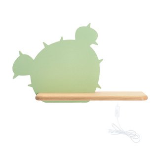 Kinkiet Cactus półka LED do pokoju dziecięcego z przewodem zielony