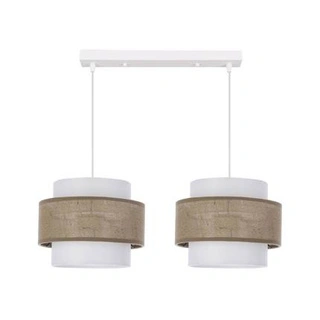 Lampa wisząca z abażurami Juta biała podwójna do jadalni nad stół
