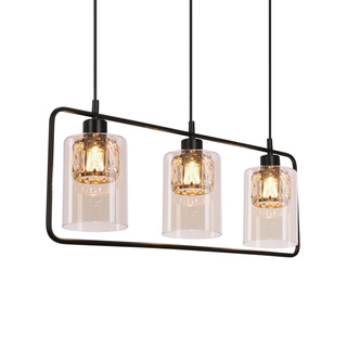 Lampa wisząca Destro potrójna z kloszem szklana czarna do salonu