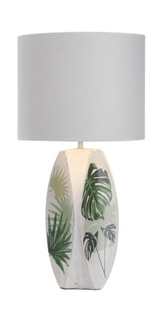 Lampka nocna Palma biała ceramiczna z abażurem rustykalna E27 Candellux