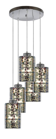 Lampa wisząca Nocturno szklane klosze tuba 5-płomienna chrom do salonu