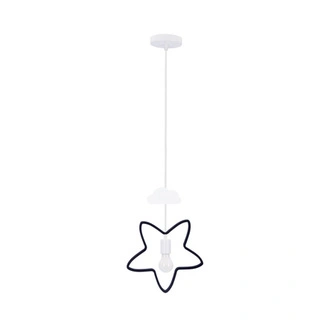 Lampa wisząca do pokoju dziecięcego Star gwiazdka metalowo-drewniana czarno-biała E27