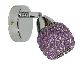 Kinkiet Clear regulowany glamour fioletowy metalowo‑szklany do salonu