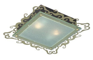 Plafon Casablanca kwadratowy 38 cm 2xE27 brązowy w stylu vintage