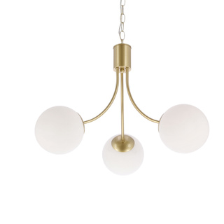 Lampa wisząca Dani kula potrójna mosiądz szklana do salonu i jadalni E14