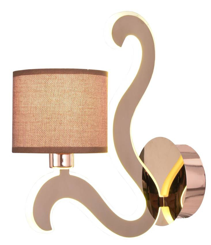 Kinkiet miedziany tkany abażur świecące ramię LED Ambrosia Candellux 21-33499