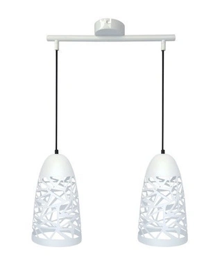 Lampa wisząca Sabrin podwójna biała metalowa do salonu i jadalni E27