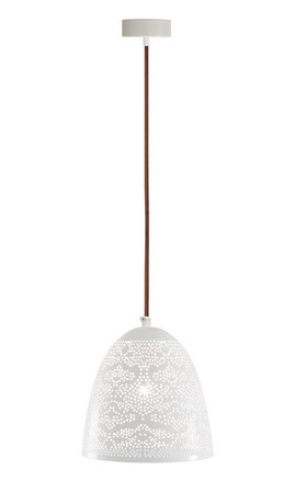 Lampa wisząca Bene metalowa ażurowa biała pojedyncza do salonu E27