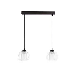 Lampa wisząca Valeria podwójna szklana z kloszem czarna do salonu