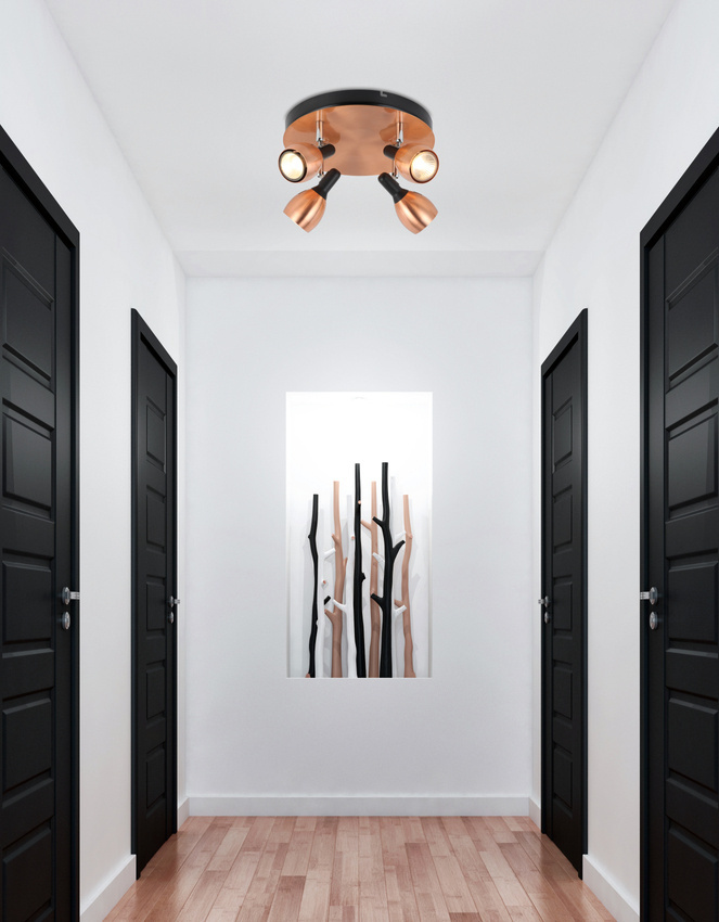 Lampa sufitowa Cross okrągła regulowana 4-punktowa metalowa