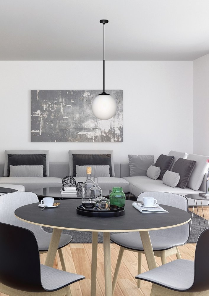 Lampa wisząca Glasgow Ledea szklana kula 20 cm czarna do jadalni E27