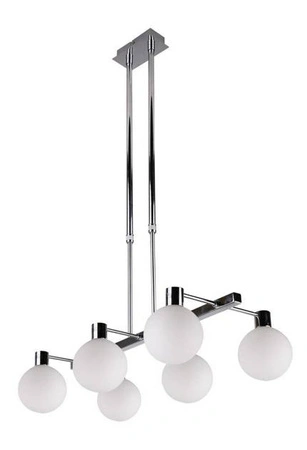 Lampa wisząca Maldus kula szklana 6-płomienna chrom biały do salonu