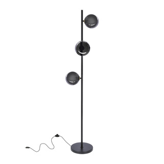 Lampa podłogowa Kama klasyczna z grafitowymi kloszami kulkami 3-punktowa do salonu