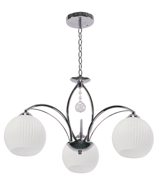 Lampa wisząca Sandrine potrójna kula szklana do salonu chrom E27 3-płomienna