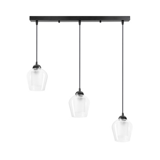 Lampa wisząca Krista potrójna z kloszami szklana czarna do jadalni E27