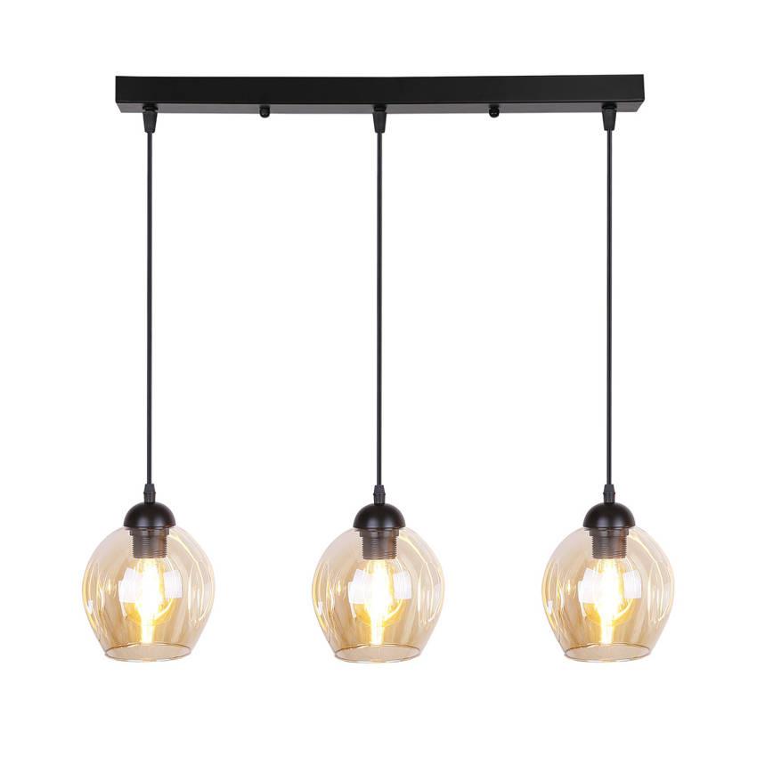 Lampa wisząca Aspa szklana potrójna kula czarno brązowa nad stół E27