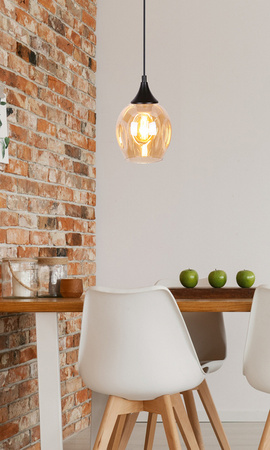 Lampa wisząca Aspa szklana kula czarno-brązowa pojedyncza do salonu E27