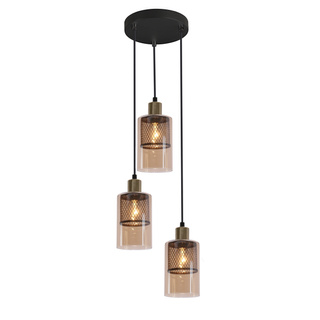 Lampa wisząca Cabi z kloszem 3-punktowa szklana metalowa do salonu