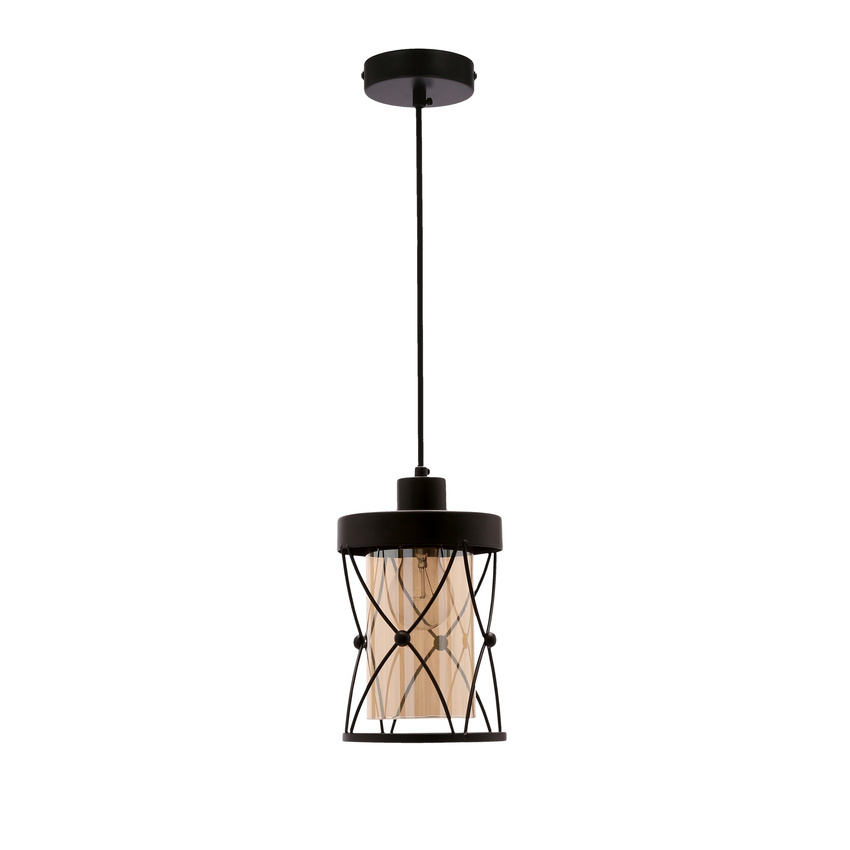 Candellux Lighting AGAR LAMPA WISZĄCA CZARNY E27 KLOSZ BURSZTYNOWY