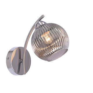 Kinkiet Vinoti szklany kula grafitowy chromowy do salonu E27