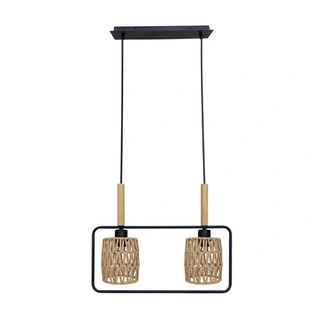 Lampa wisząca z abażurami Crown czarna podwójna do jadalni