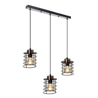 Lampa wisząca Glob potrójna czarna listwa koszyczkowe klosze do jadalni E27