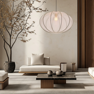 Lampa wisząca z abażurem Mellow biała kula 60 cm do salonu